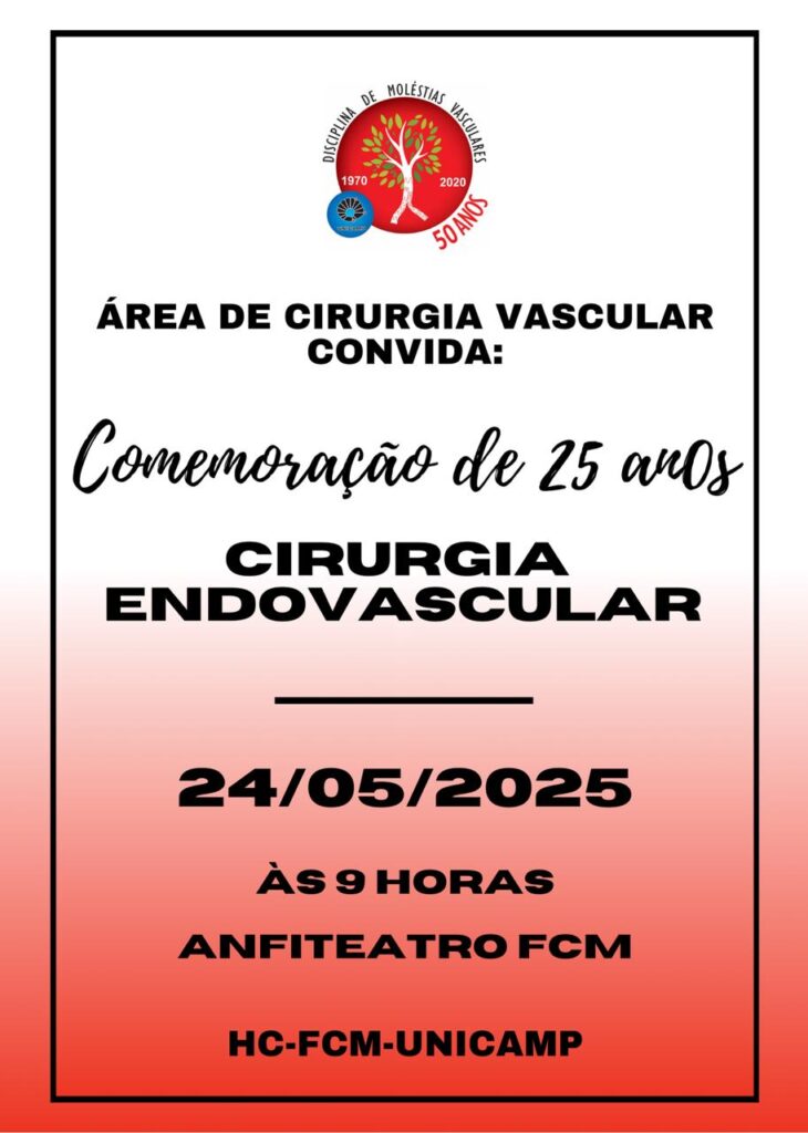 Convite do evento de comemoração dos 25 anos da Cirurgia Endovascular